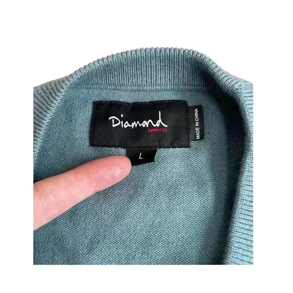 Diamond Supply Co Mens Large Crewneck Sweater Y2K Skater Blue Floral Logo - Picture 5 of 9